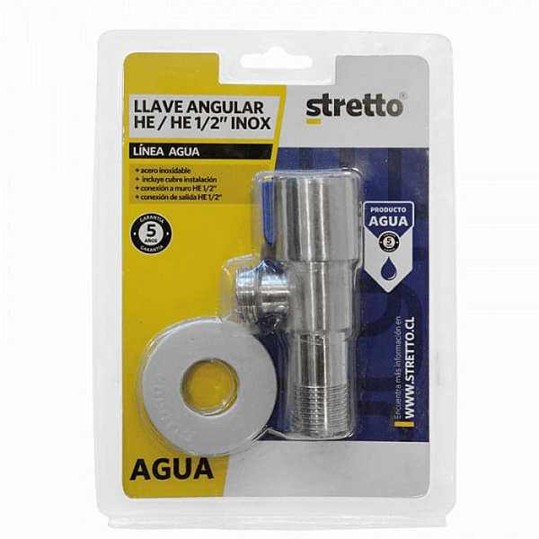 LLAVE ANGULAR HE HE 1/2" INOX STRETTO