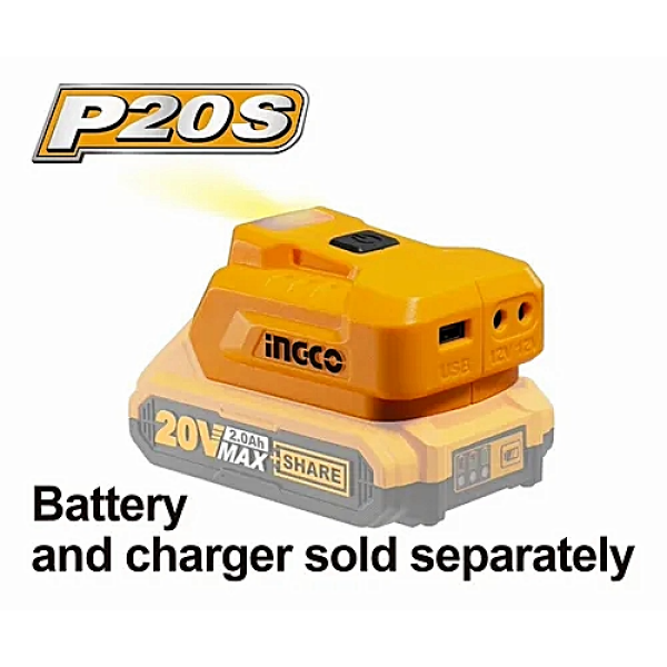 CARGADOR USB CON LINTERNA INGCO20V CUCLI2022