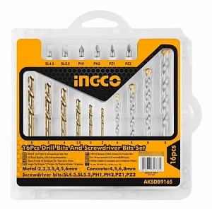SET DE BROCAS Y PUNTA PHILLIPS AKSDB9165 INGCO 16PCS