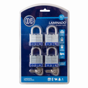 CANDADO LAMINADO ODIS SET DE 4 UNIDADES - 40MM