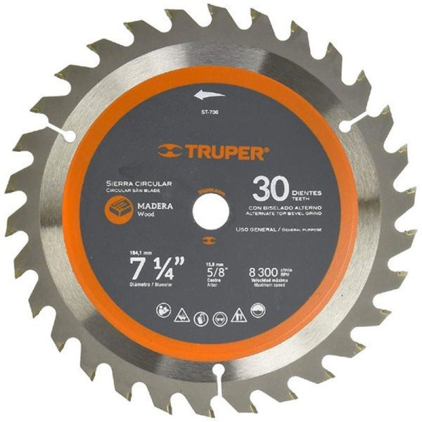 DISCO SIERRA MADERA TRUPER 7 1/4" 30 DIENTES
