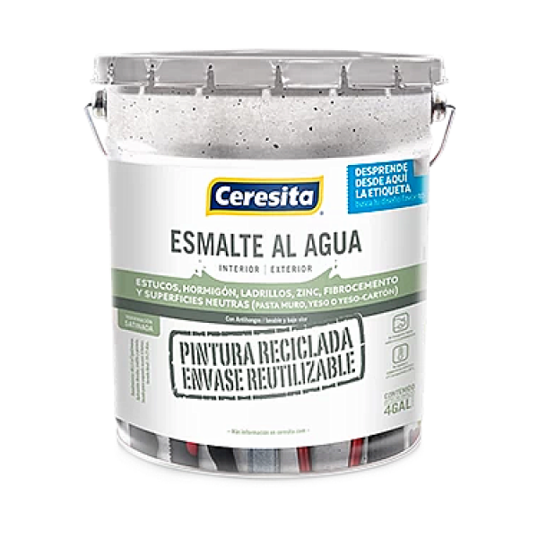 ESMALTE AGUA PZA FACHADA RECICLADO SEMI BRILLO BLANCO TINETA