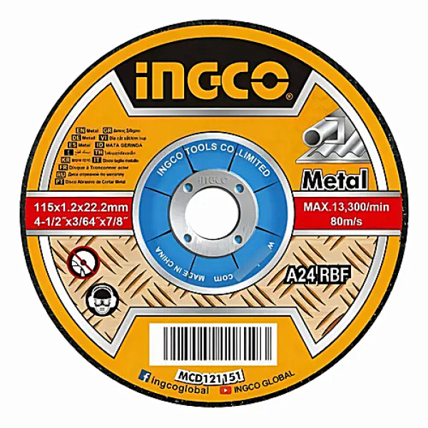 Disco Corte Metal 4 1/2 x 1.2mm Ingco
